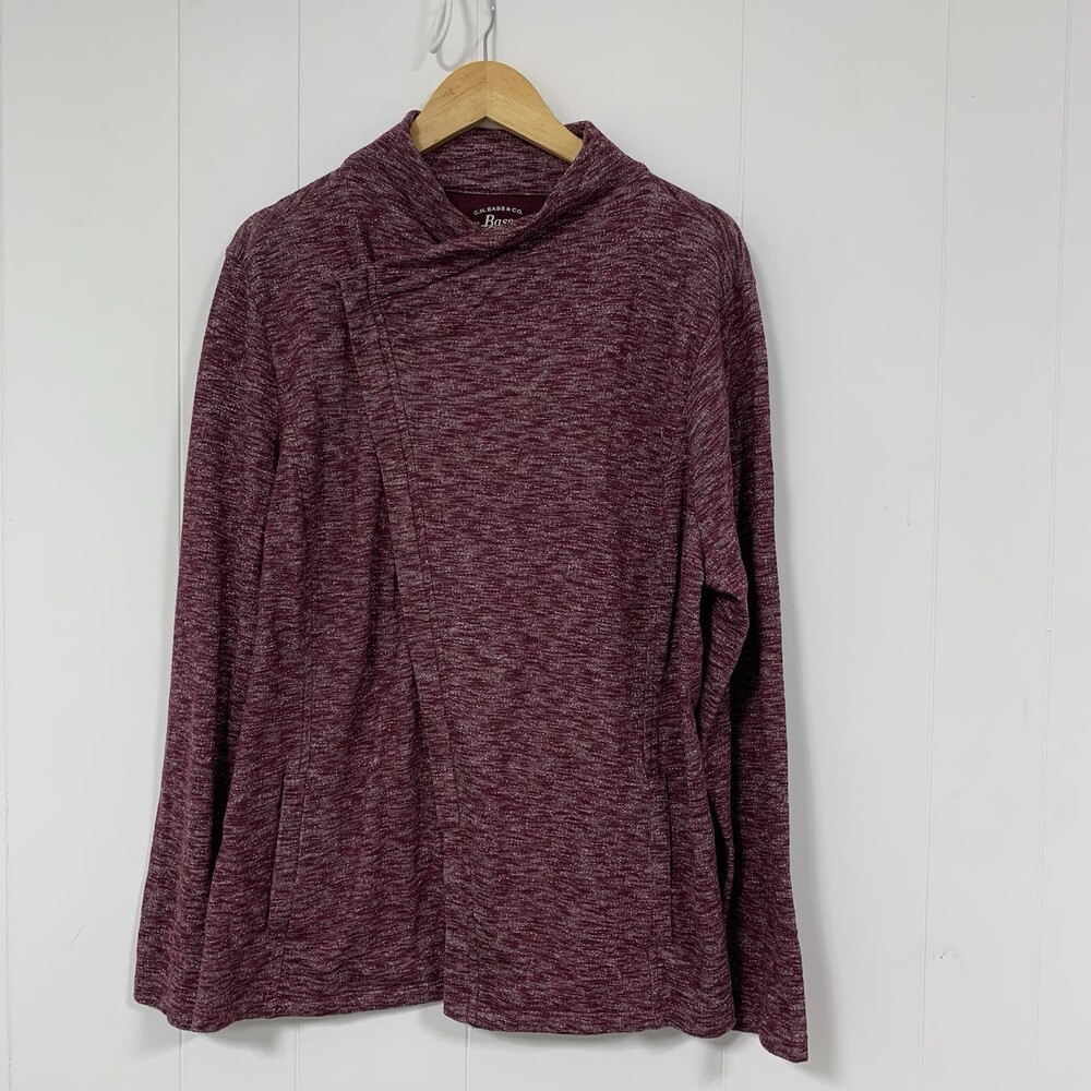 G.H. Bass & Co. size XXL Women’s Burgundy Asymmetrical Zip Knit Cardigan Jacket